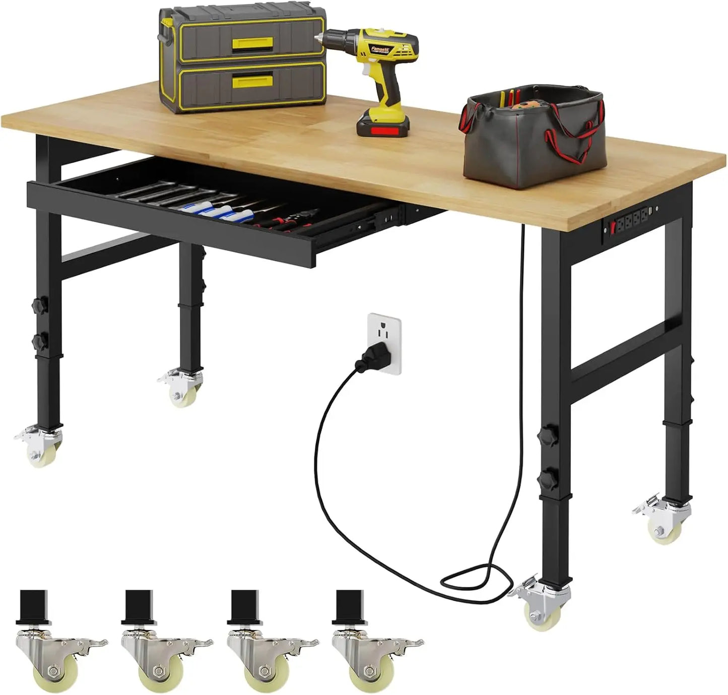 Chipboard Workbench Heavy Duty Adjustable Height Workstation