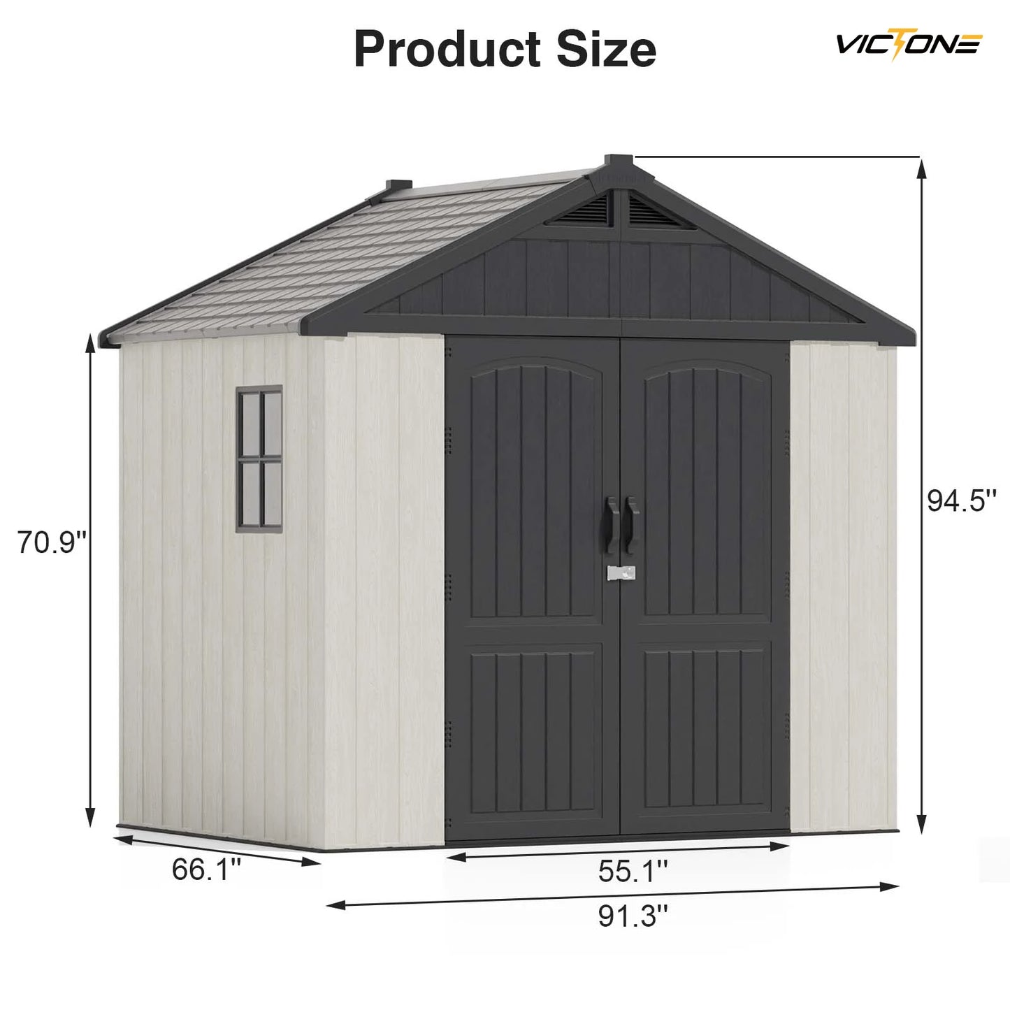 Victone Plastic Outdoor Storage Shed With Window And Lockable Door