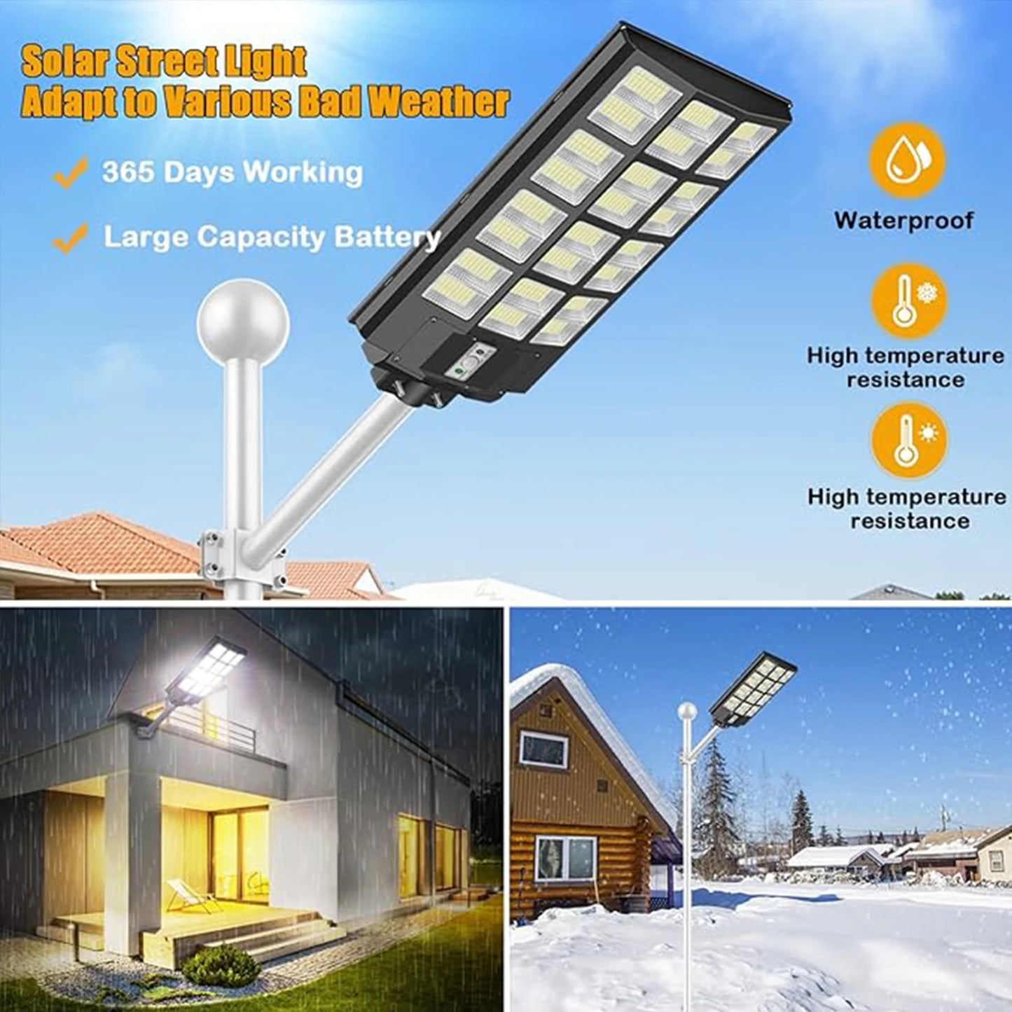 KIQUNE 5000W Solar Street Light With Motion Sensor Remote Control