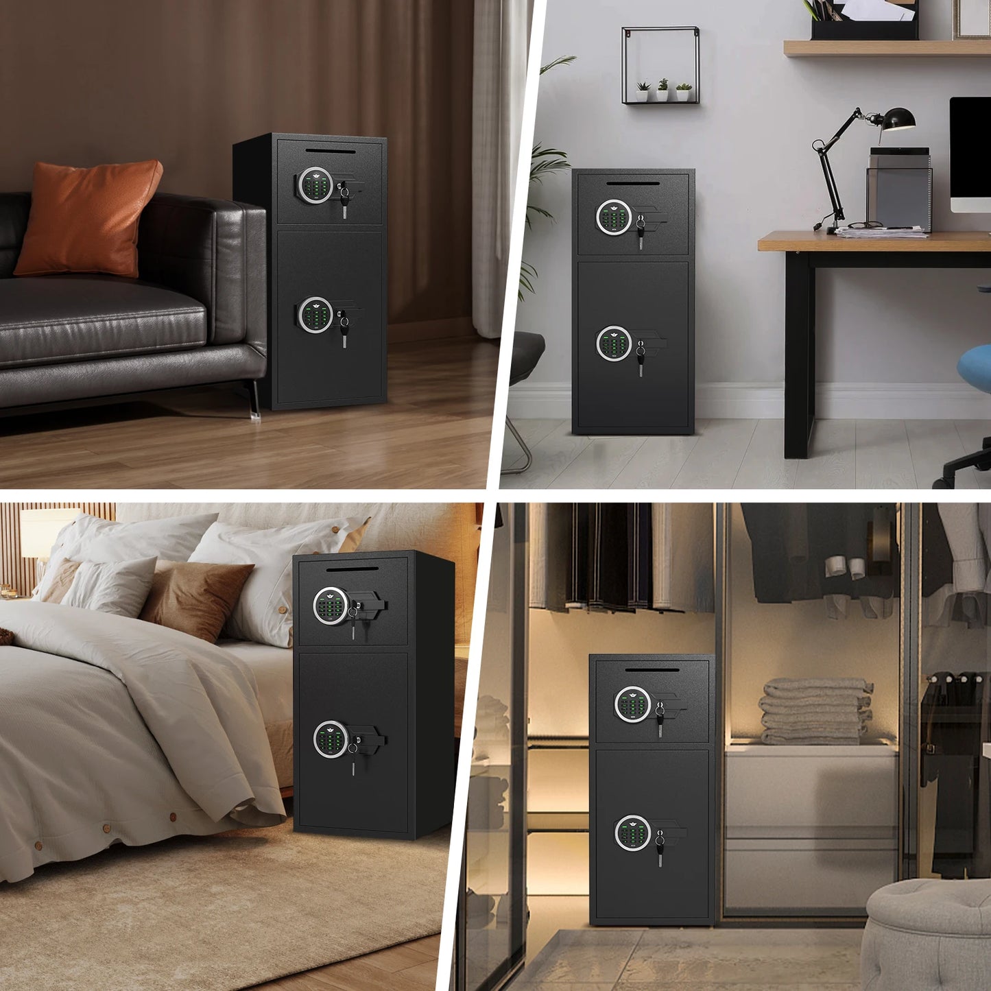 Kavey Safe Box With Dual Alarm System And Deposit Slot