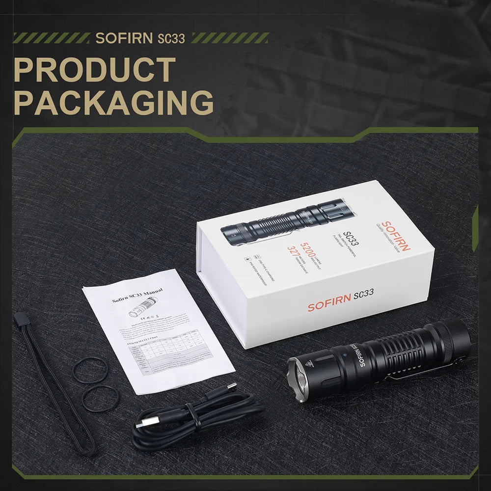 Sofirn SC33 XHP70 HI LED Flashlight USB C Rechargeable