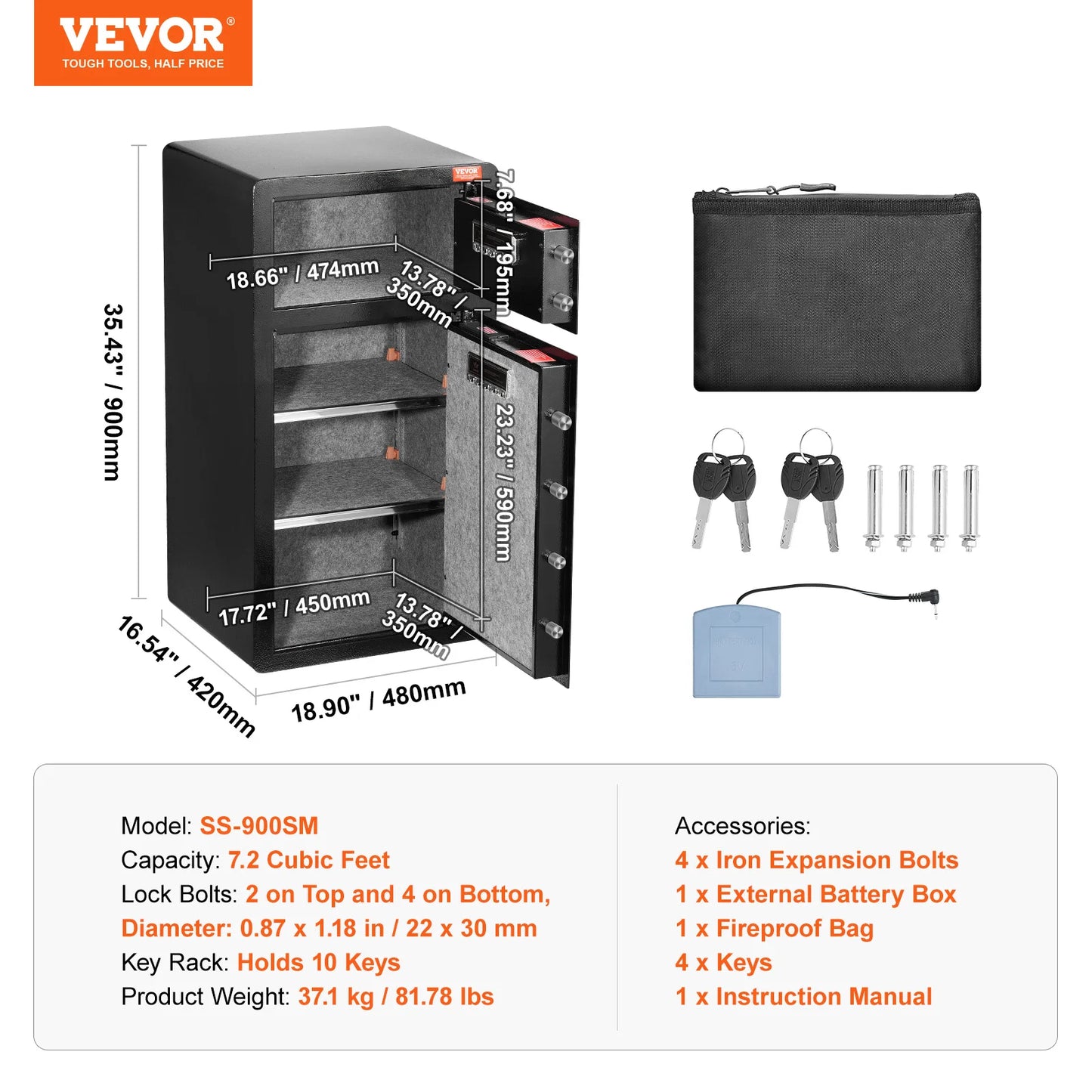 SucceBuy Safe Box With Key Lock Password And Fingerprint