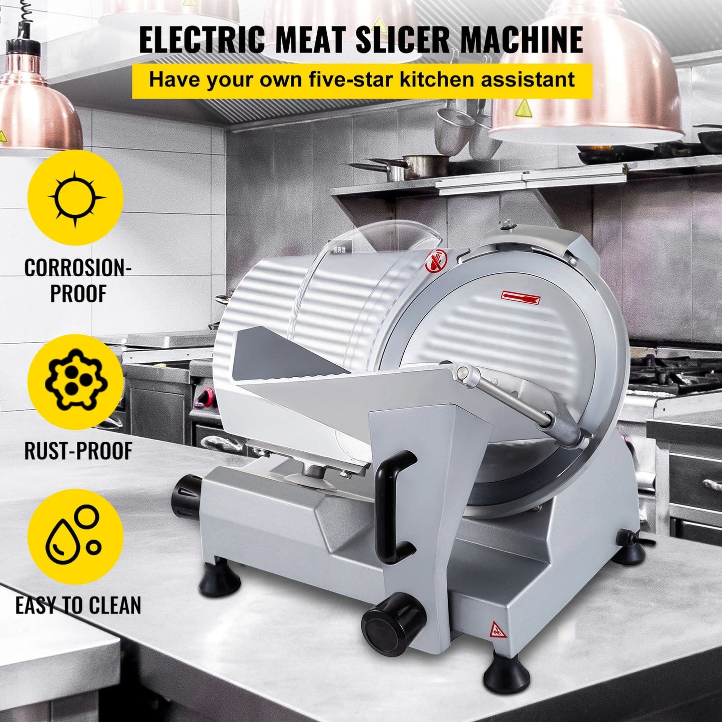 SucceBuy Commercial Meat Slicer 320W Electric Deli Food Slicer 12 inch Carbon Steel Blade Electric Food Slicer for Meat, Cheese