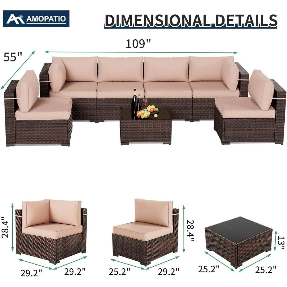 Outdoor 7-Piece Patio Furniture Set With Weatherproof Cover