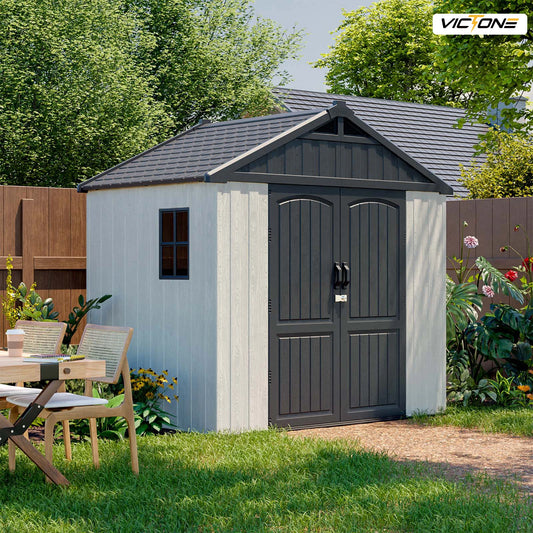 Victone Plastic Outdoor Storage Shed With Window And Lockable Door