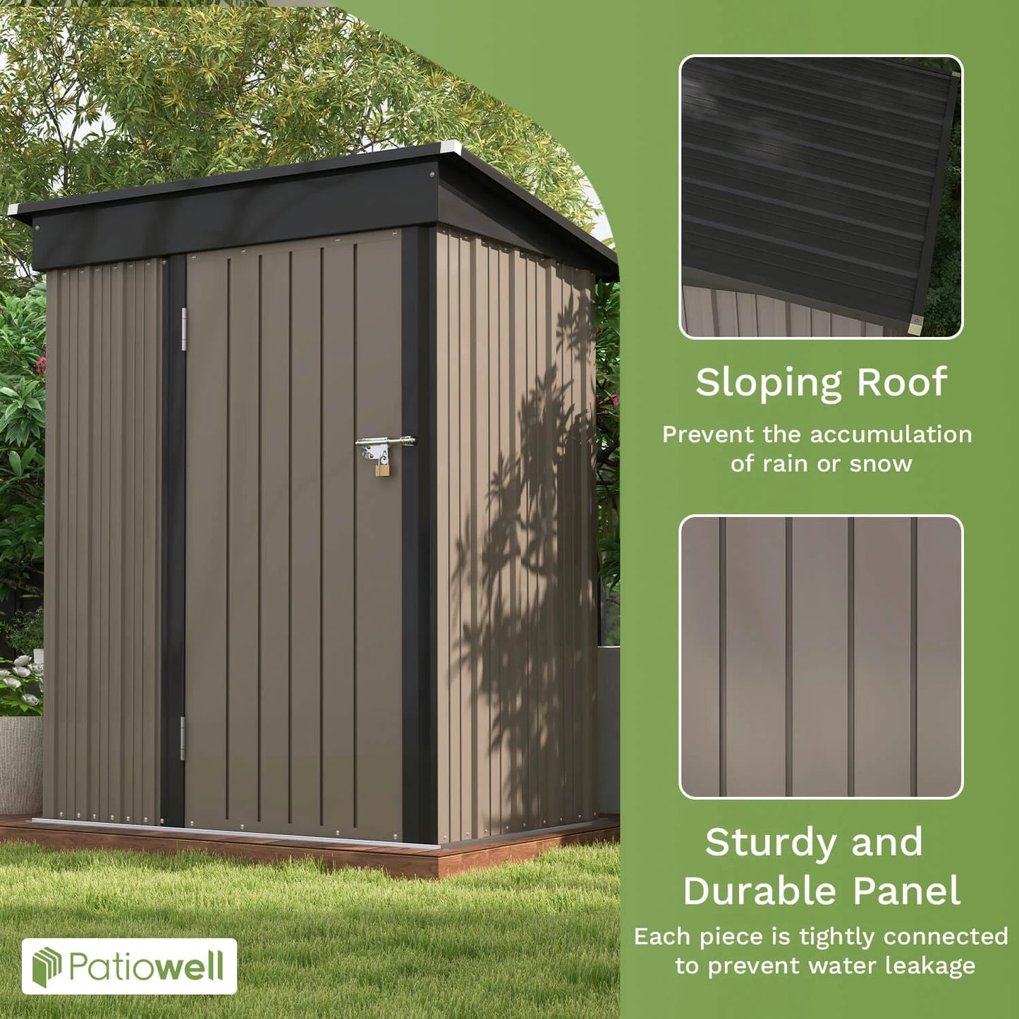 Victone Outdoor Storage Shed With Sloped Roof And Lockable Door