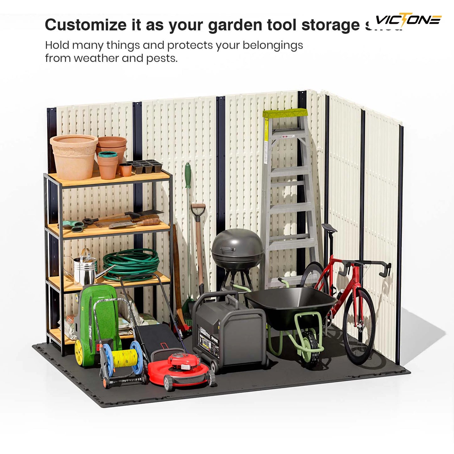 Victone Plastic Outdoor Storage Shed With Floor And Window