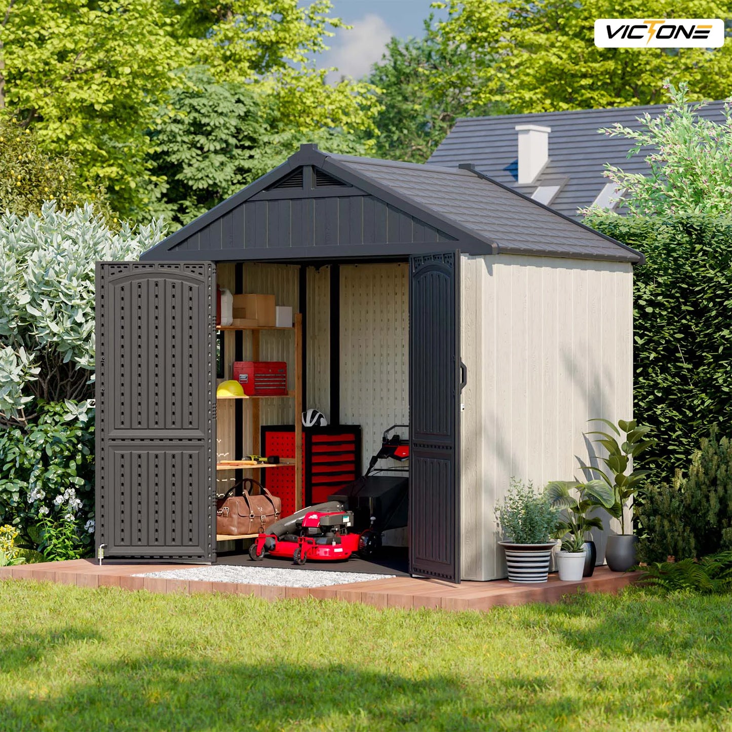 Victone Plastic Outdoor Storage Shed With Floor And Window