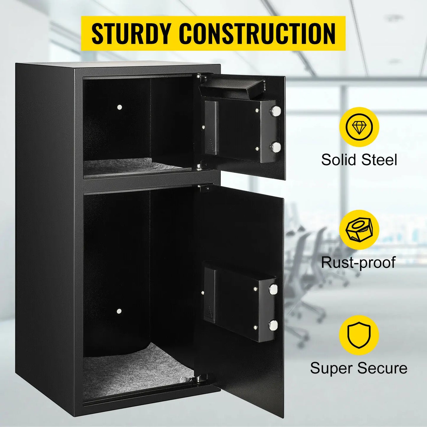 SucceBuy Double Door Safe Deposit Box Electronic Lock
