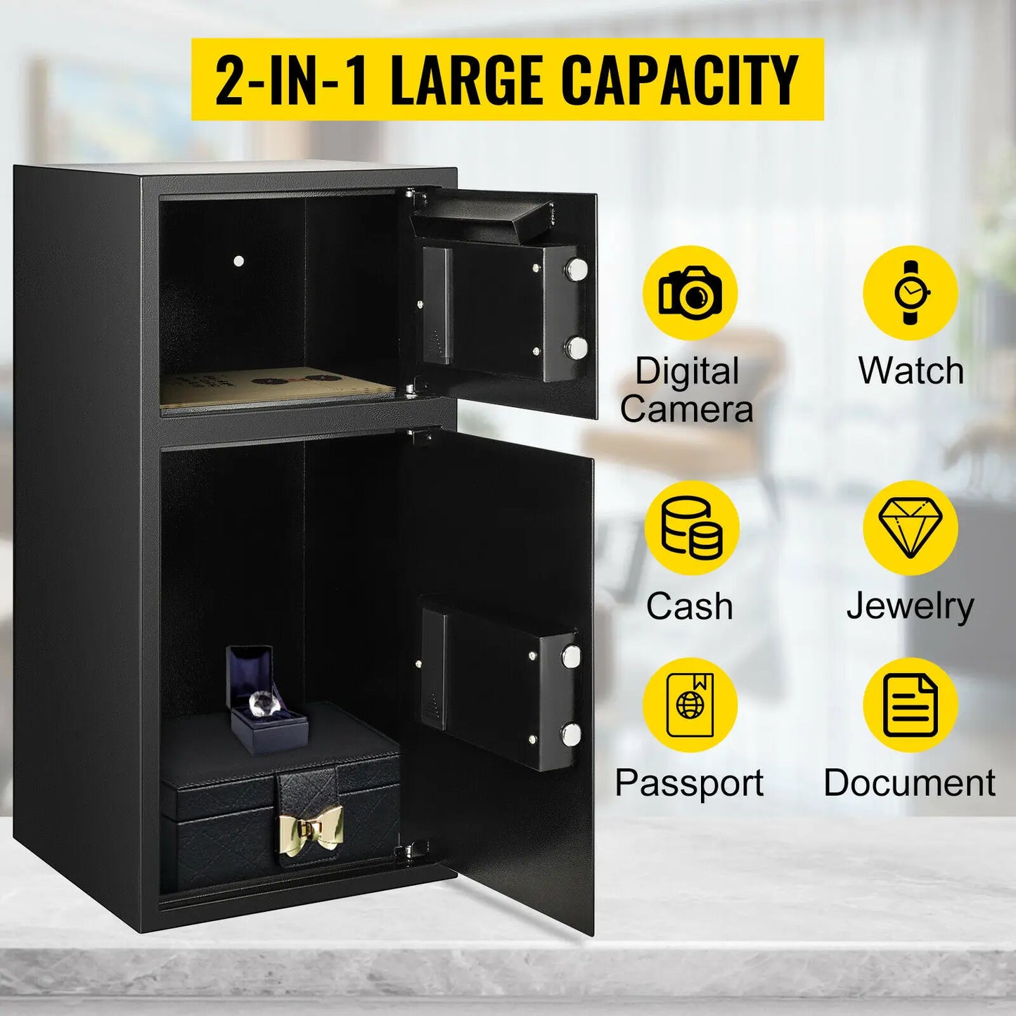 SucceBuy Double Door Safe Deposit Box Electronic Lock