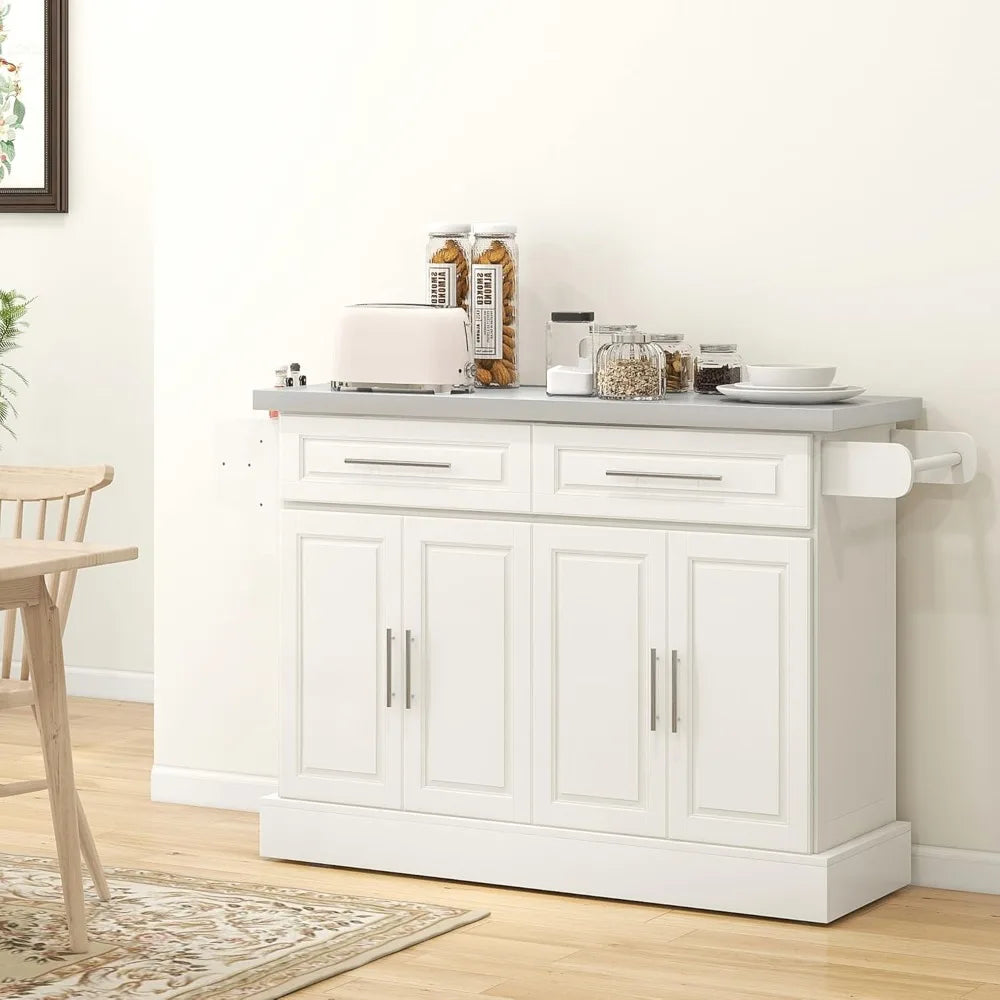 Rolling Kitchen Island Cart with Wheels and Stainless Steel Top