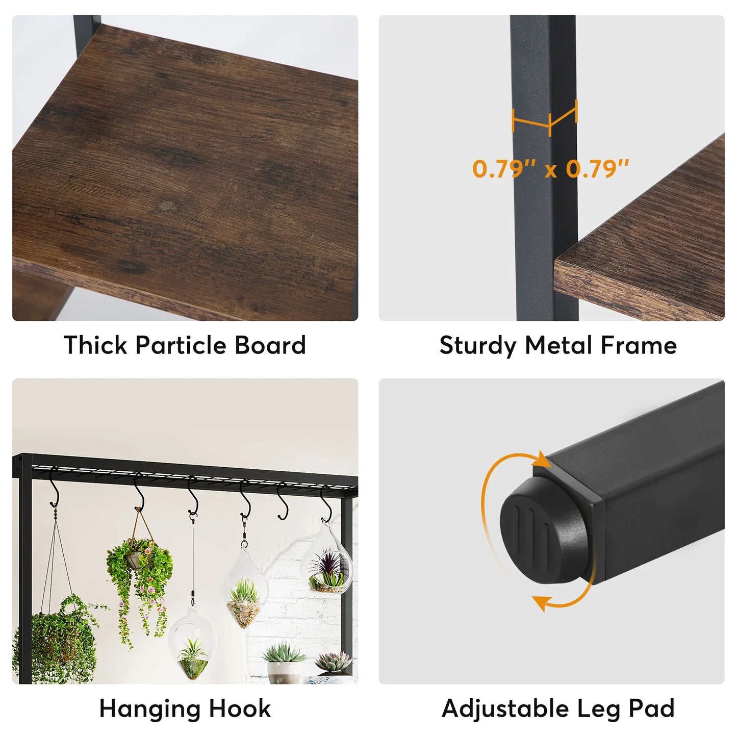 Tribesigns 5-Tier Tall Indoor Plant Stand With Hooks
