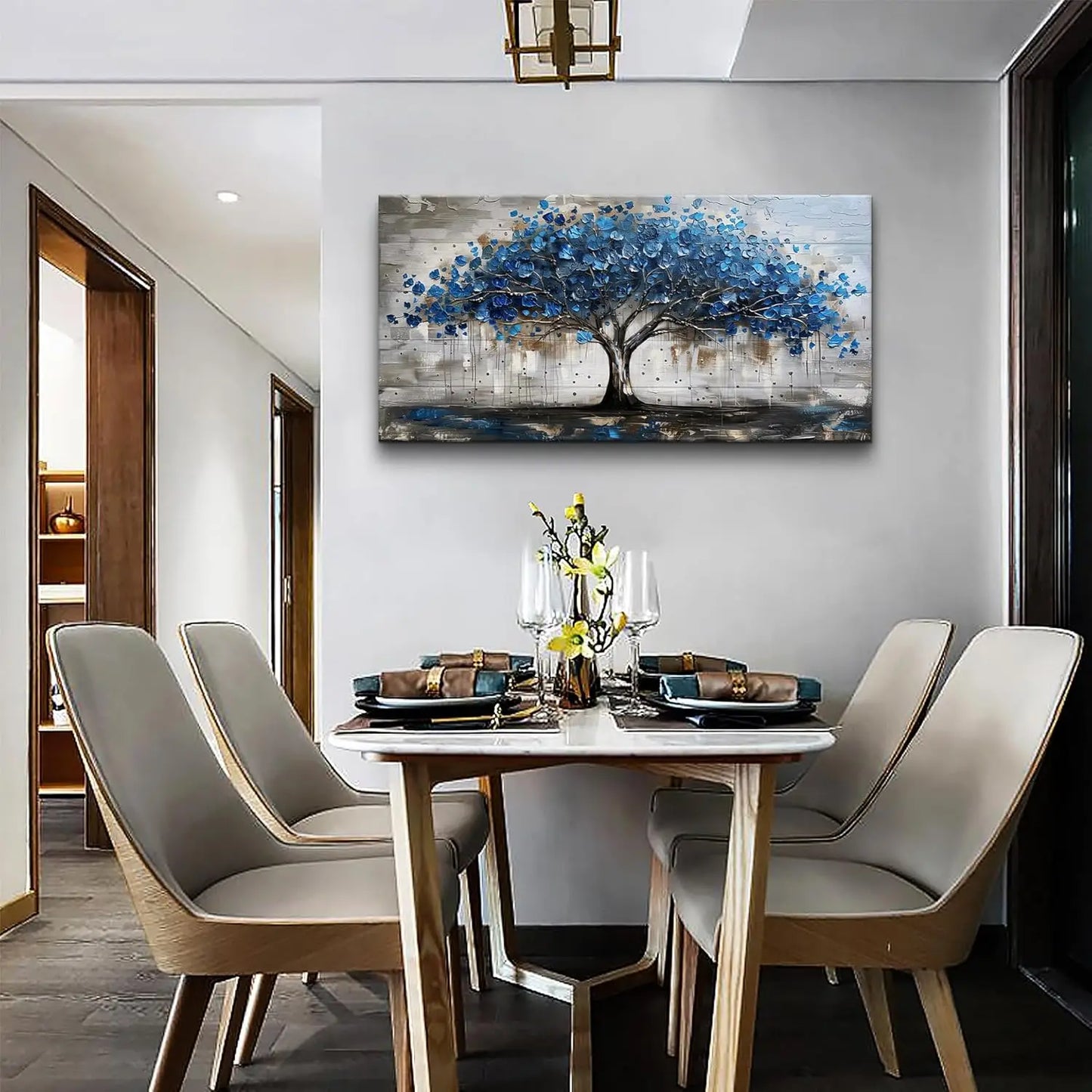 Framed Canvas Wall Art Tree Panorama Landscape For Living Room Office Bedroom
