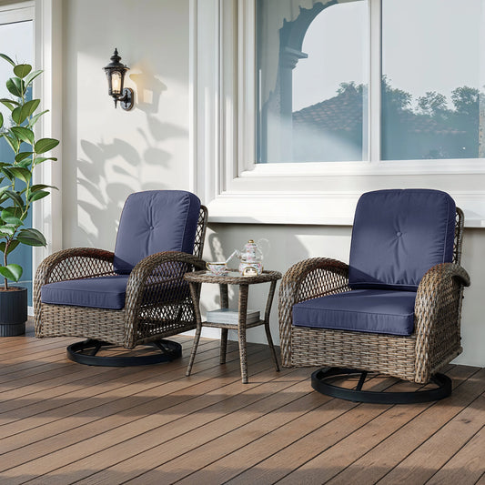 Outdoor Patio Furniture Set With Rotating Rocking Chairs