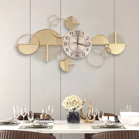 Creative Modern Metal Wall Clock Battery Operated Silent Decorative