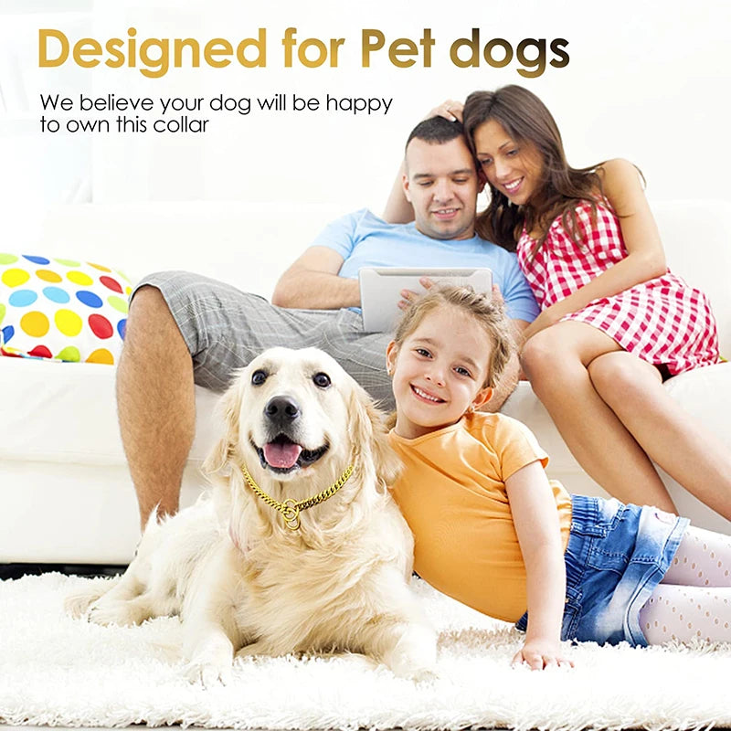 Stainless Steel Cuban Link Dog Collar For Walking Training