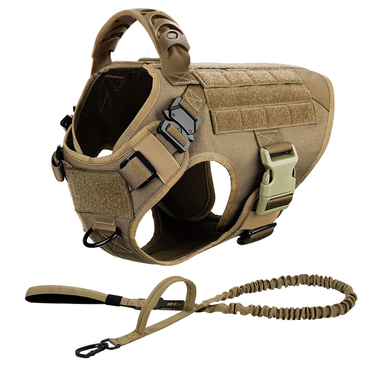 PETRAVEL Tactical Dog Harness Leash Set For Malinois And Large Dogs No Pull