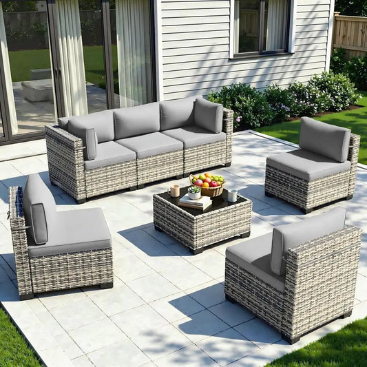 Outdoor Sectional Patio Furniture Set With Rust-Resistant Cushions