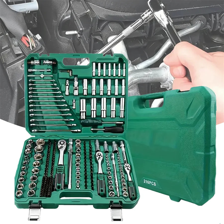 216 Piece Multifunctional Car Repair Tool Set With Plastic Storage Box