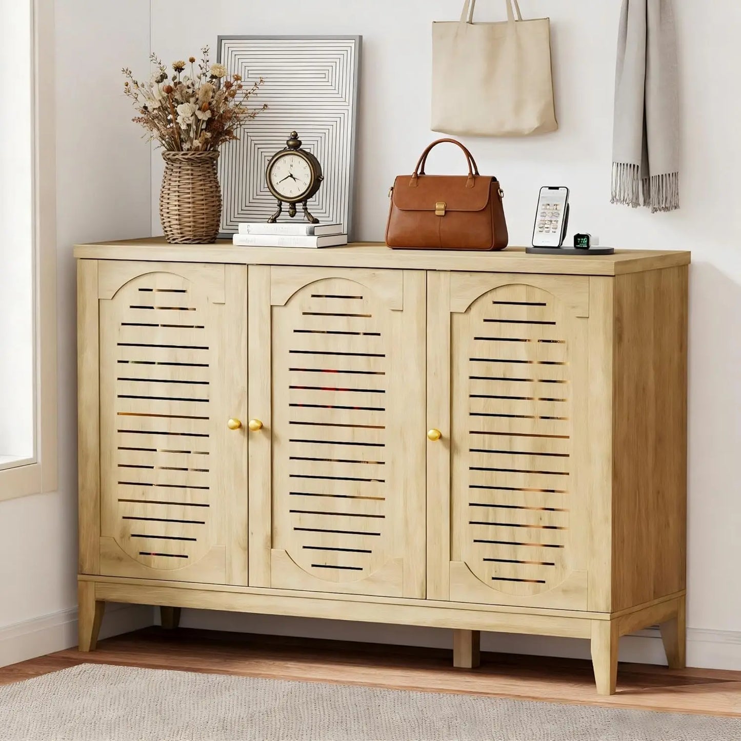 XIAOLANG Shoe Cabinet With 3 Doors And Hidden Storage Entryway