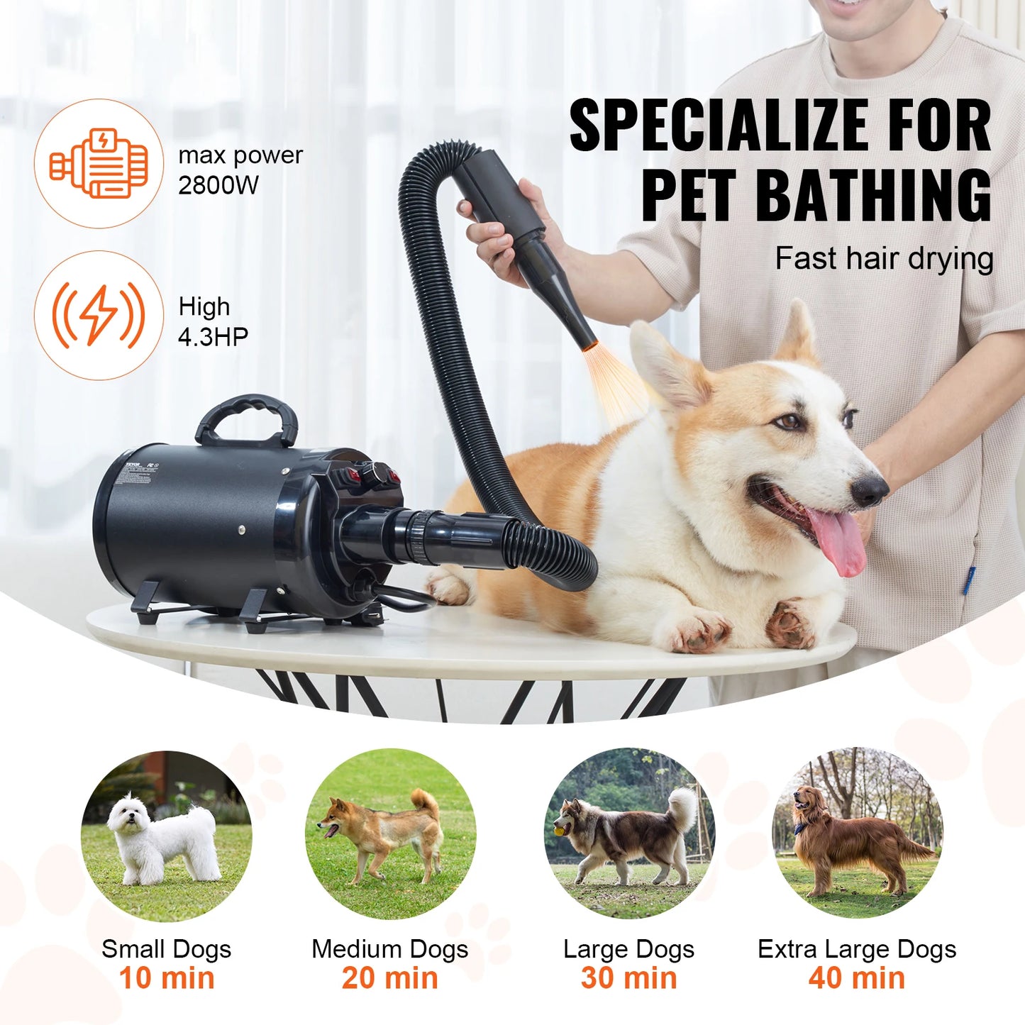 SucceBuy Dog Blow Dryer With Adjustable Speed Temperature Control