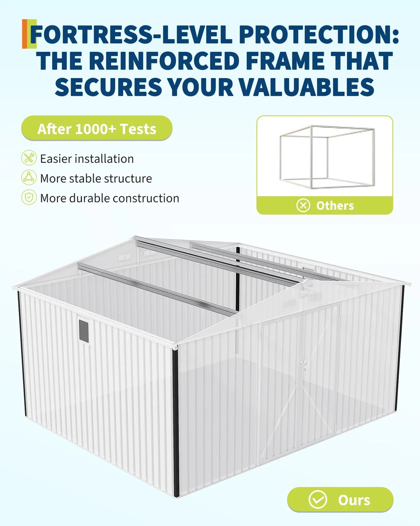 Outdoor Metal Storage Shed With Windows And Lockable Doors