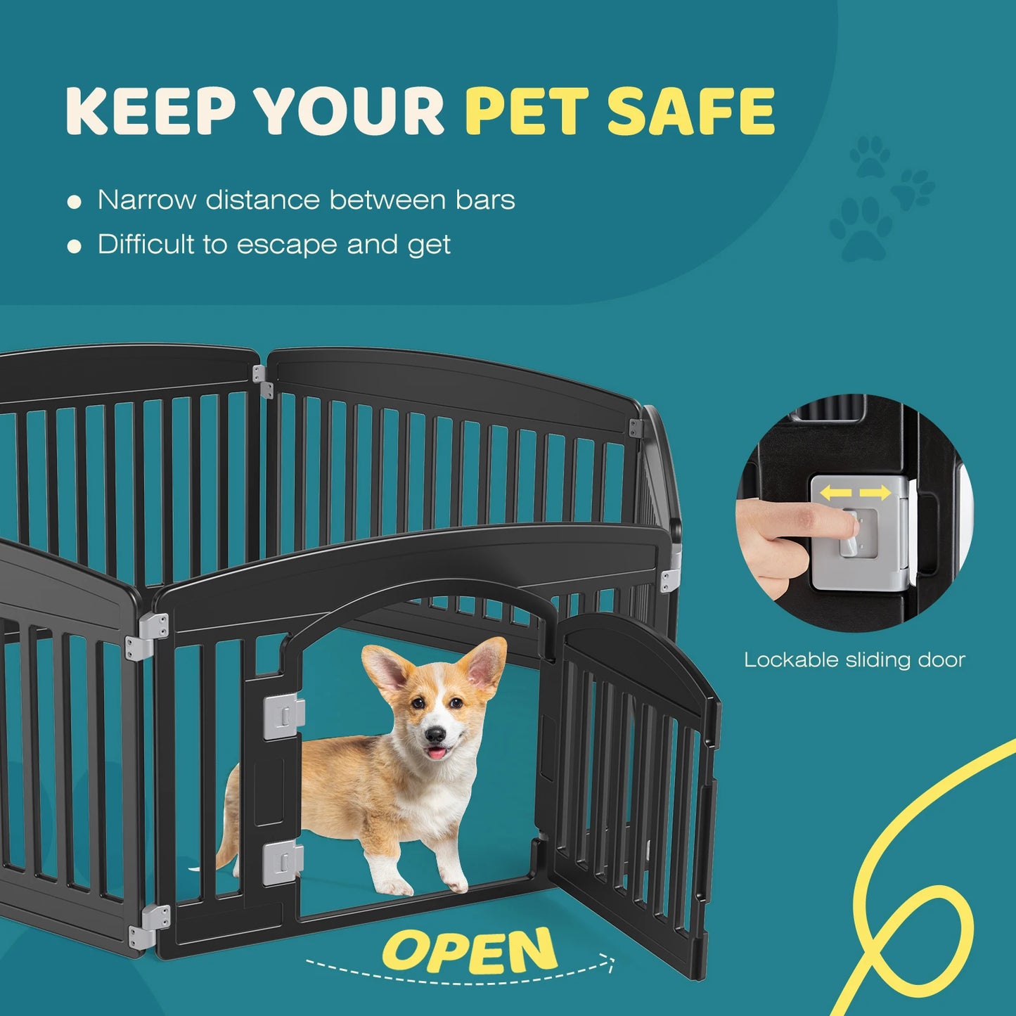 JHK Plastic Dog Playpen Durable Portable Pet Fence