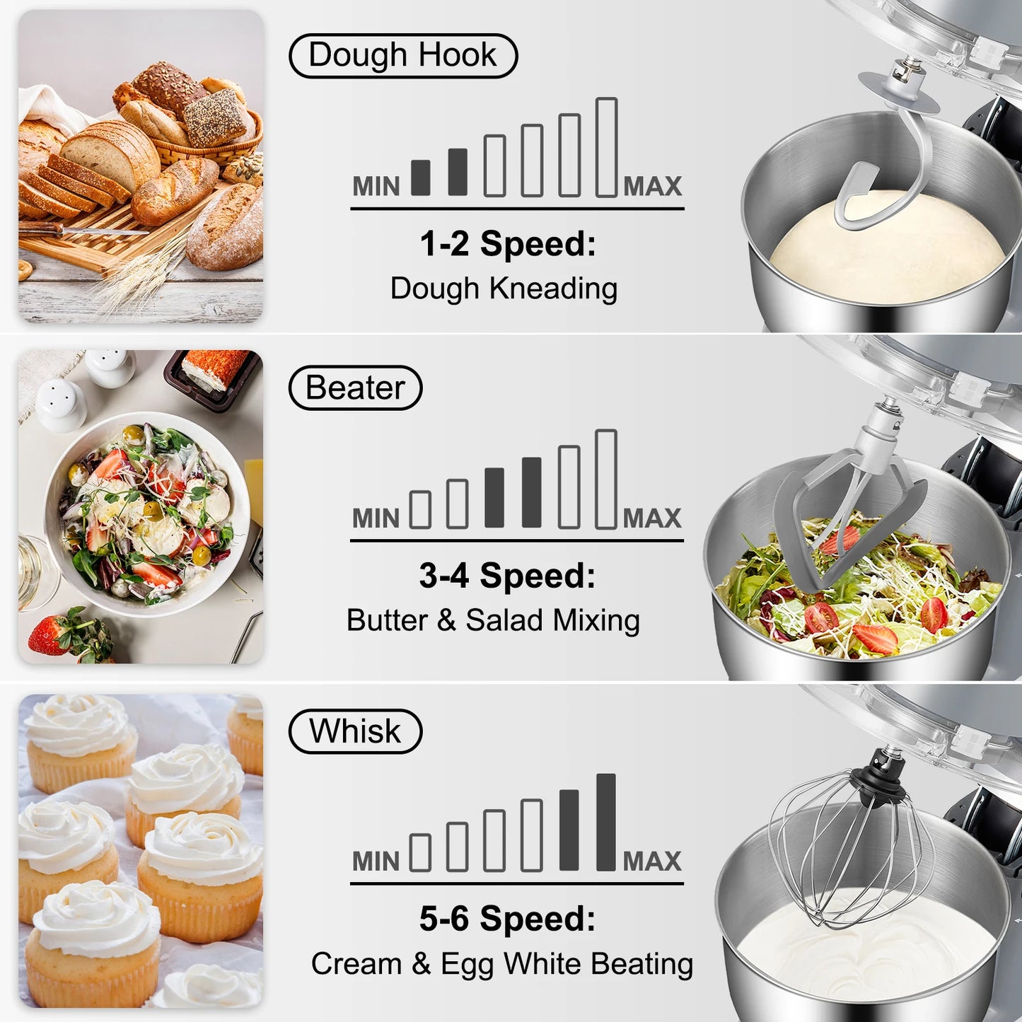 VEVOR Stand Mixer Electric Dough Mixer With LCD Screen