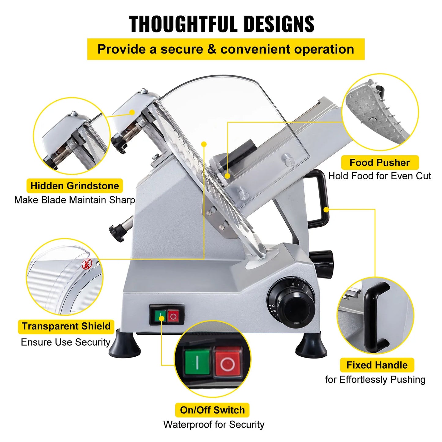 SucceBuy 320W Electric Meat Slicer For Deli And Cheese