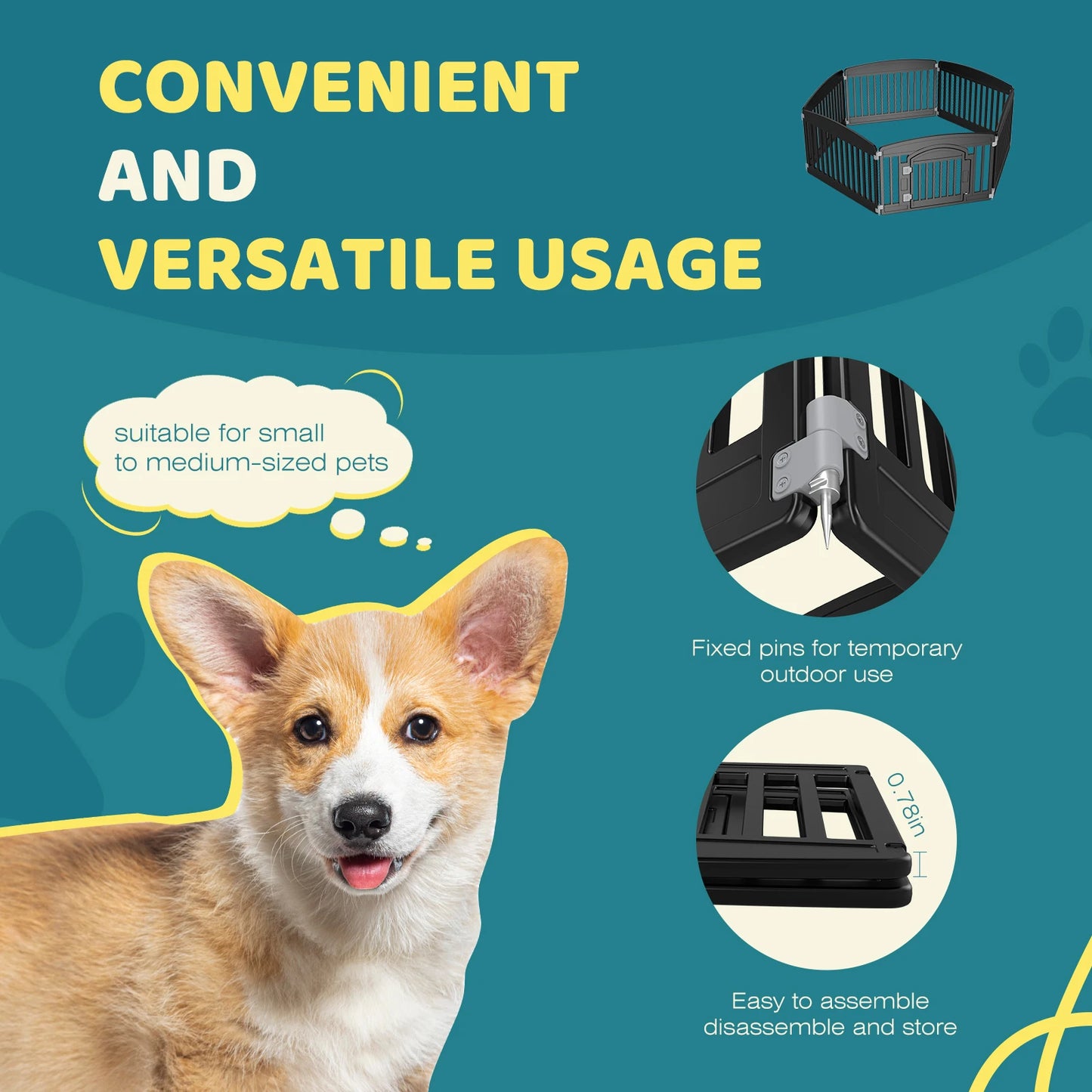 JHK Plastic Dog Playpen Durable Portable Pet Fence