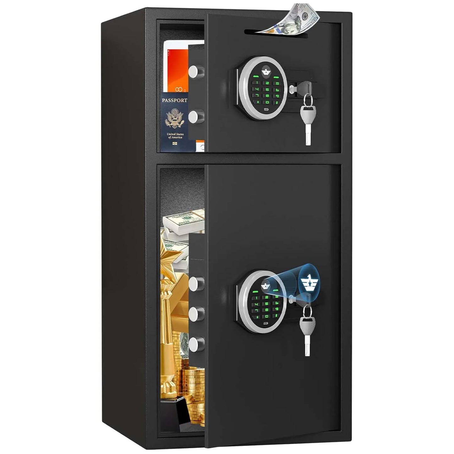 Kavey Safe Box With Dual Alarm System And Deposit Slot