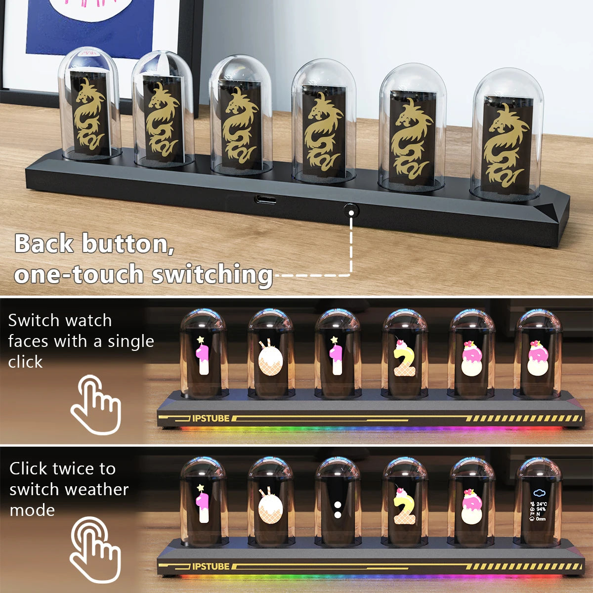 Aiopp Night Light Nixie Tube Clock Kit With App Calibration