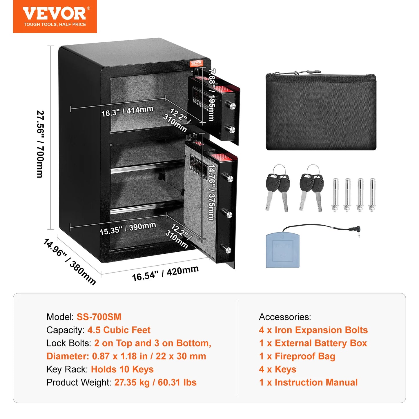 SucceBuy Safe Box With Key Lock Password And Fingerprint