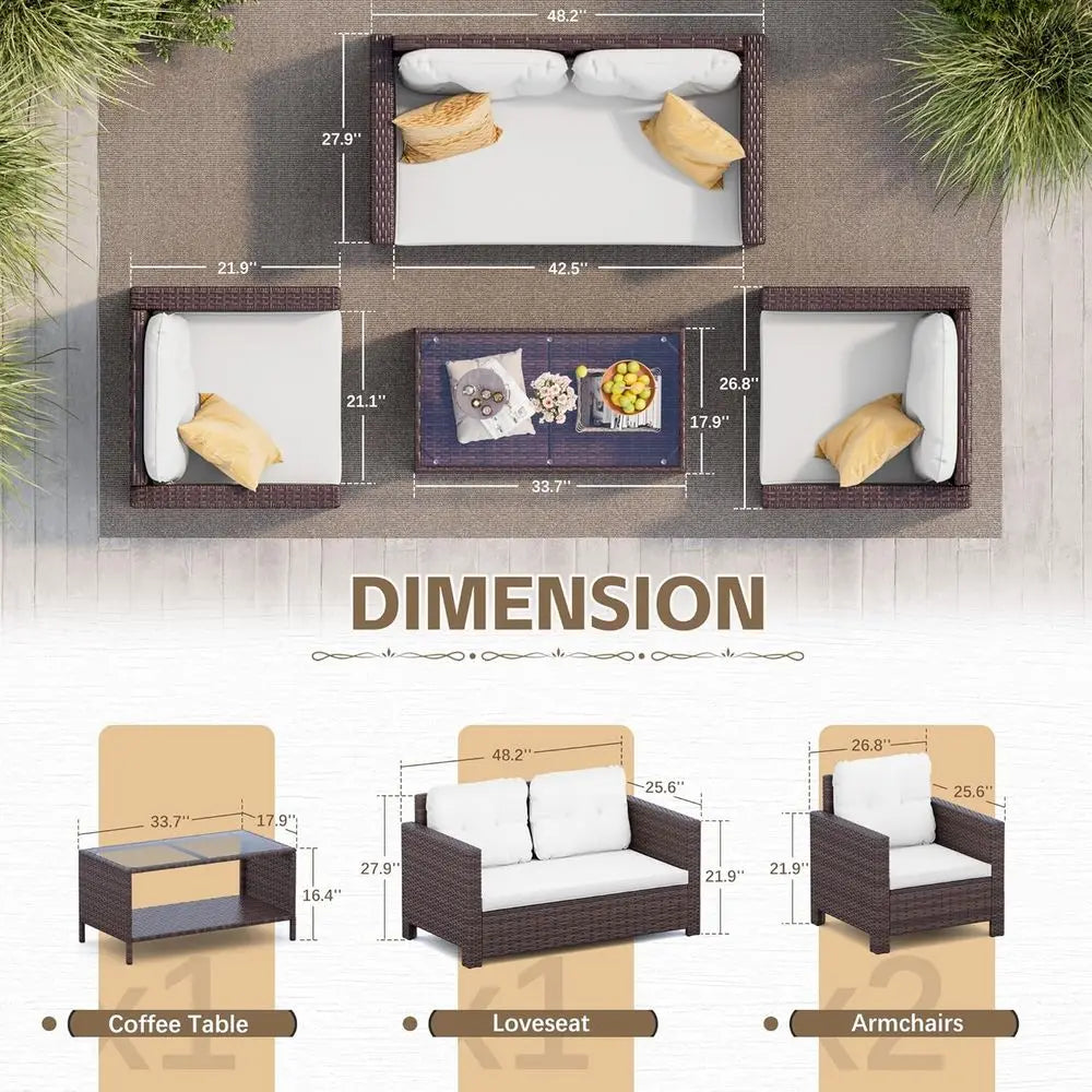 Rattan Patio Furniture Set 4 Piece Wicker Chairs And Sofa