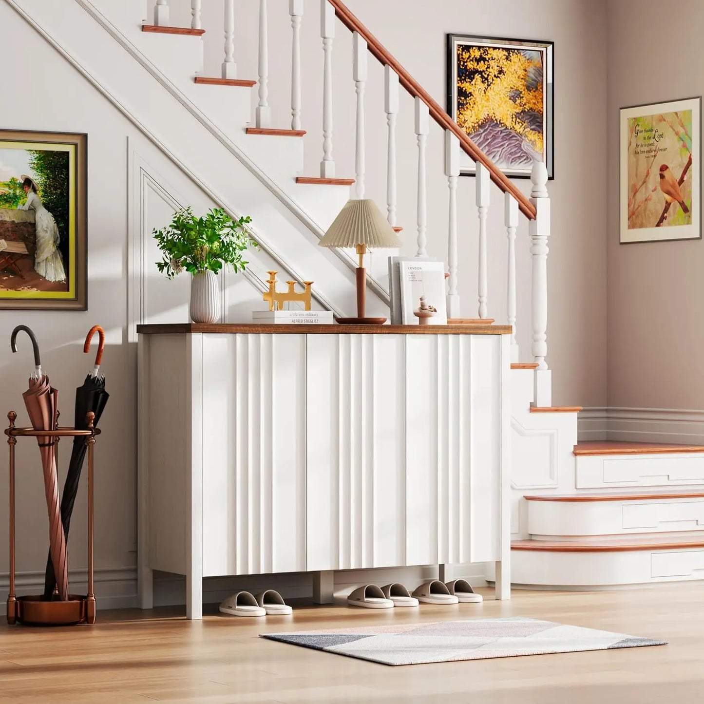 XIAOLANG Shoe Cabinet With 3 Doors And Hidden Storage Entryway