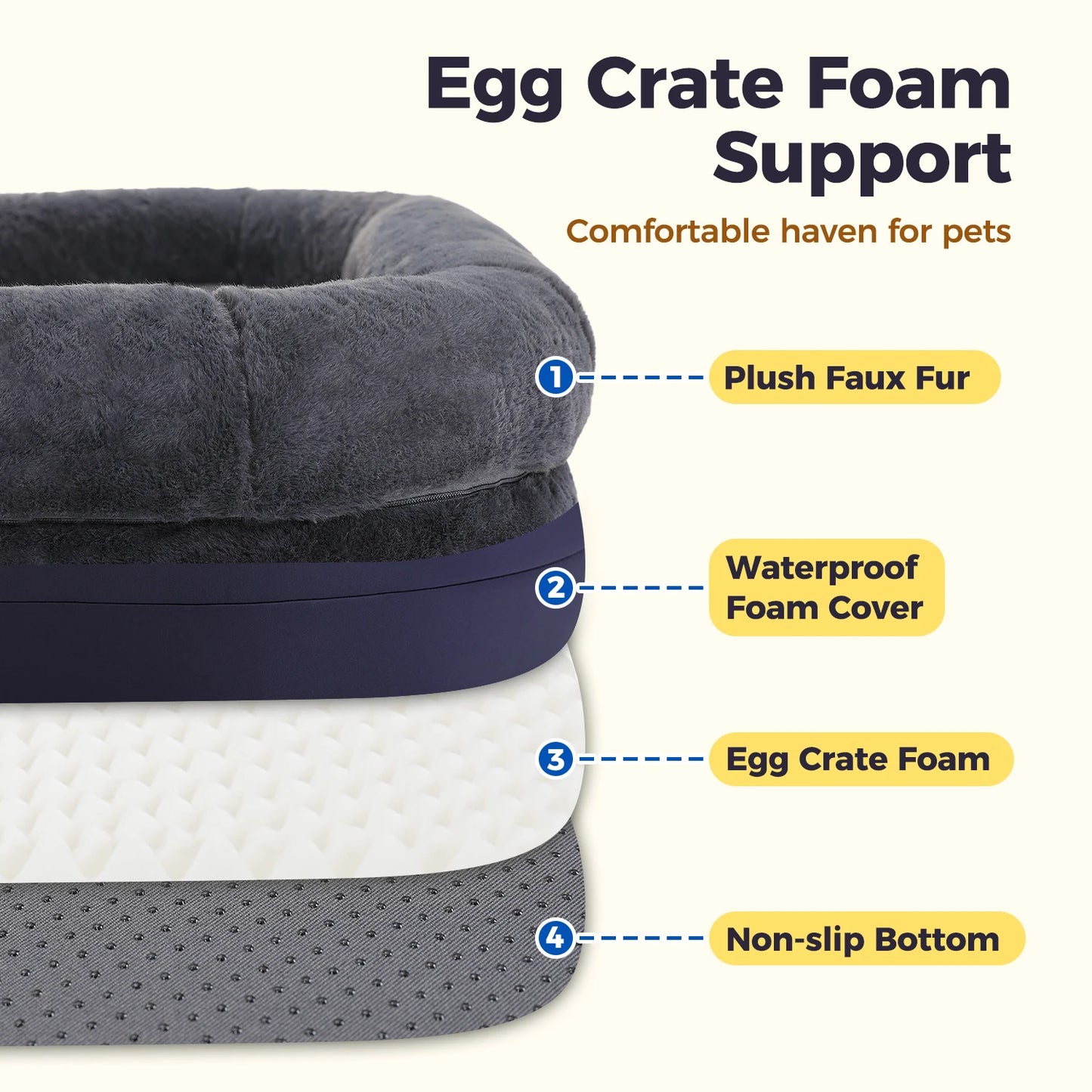 PAWZ Road Foldable Dog Bed Plush With Non Slip Bottom