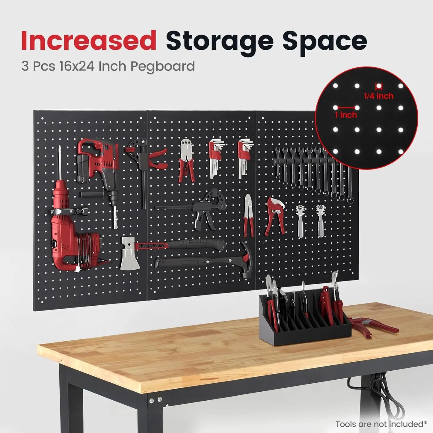 Adjustable Height Workbench With Storage, Power Outlets, And Pegboard