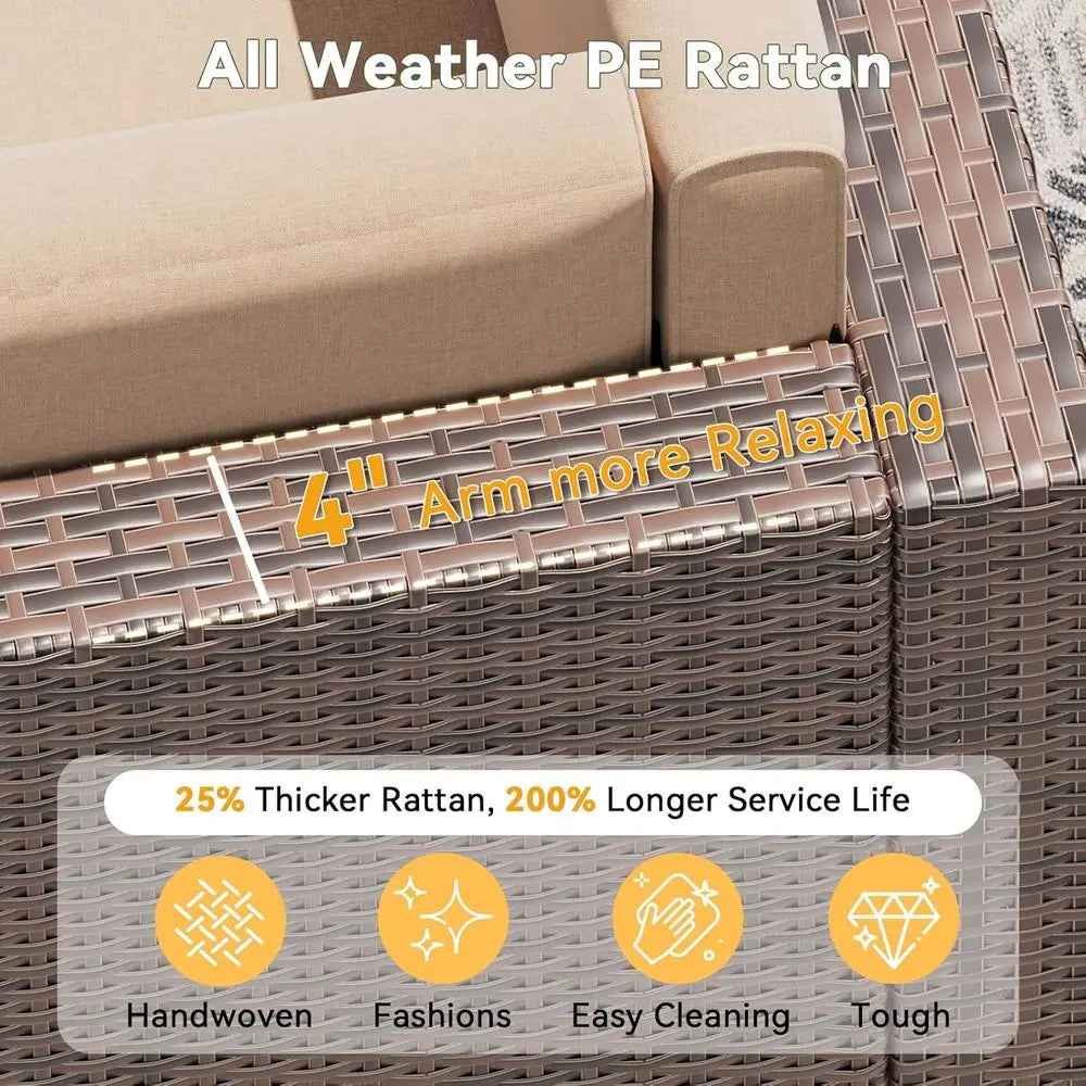 All-Weather Wicker Patio Furniture Set With Storage Coffee Table