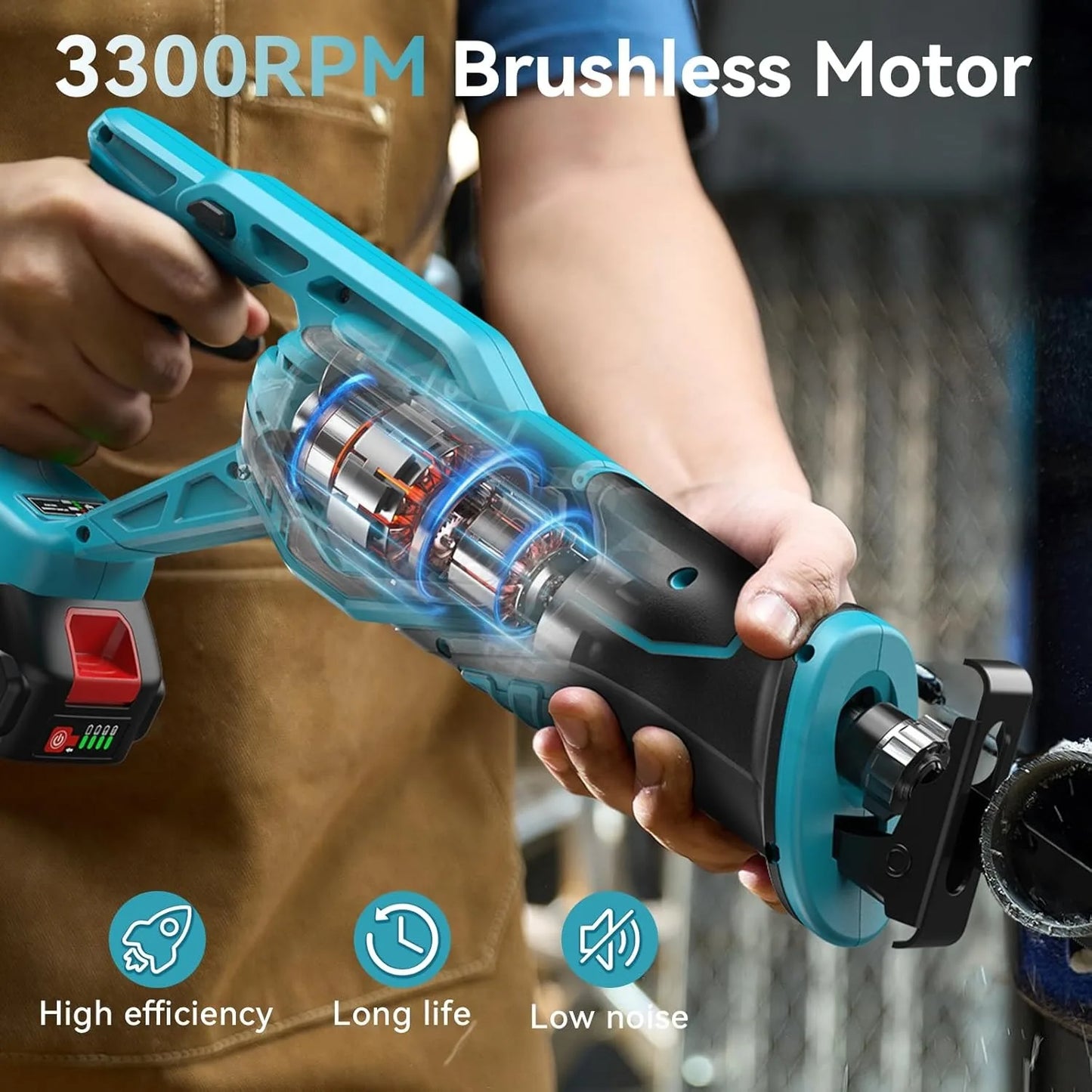 Seesii Cordless Reciprocating Saw Brushless with Batteries and Blades