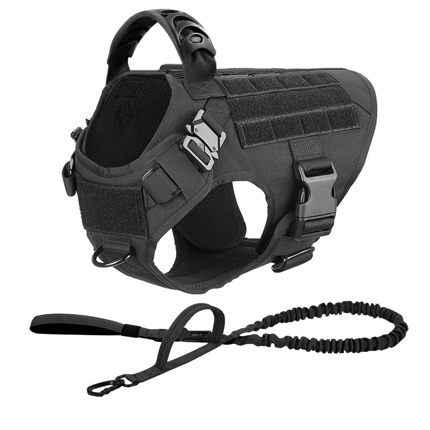 PETRAVEL Tactical Dog Harness Leash Set For Malinois And Large Dogs No Pull
