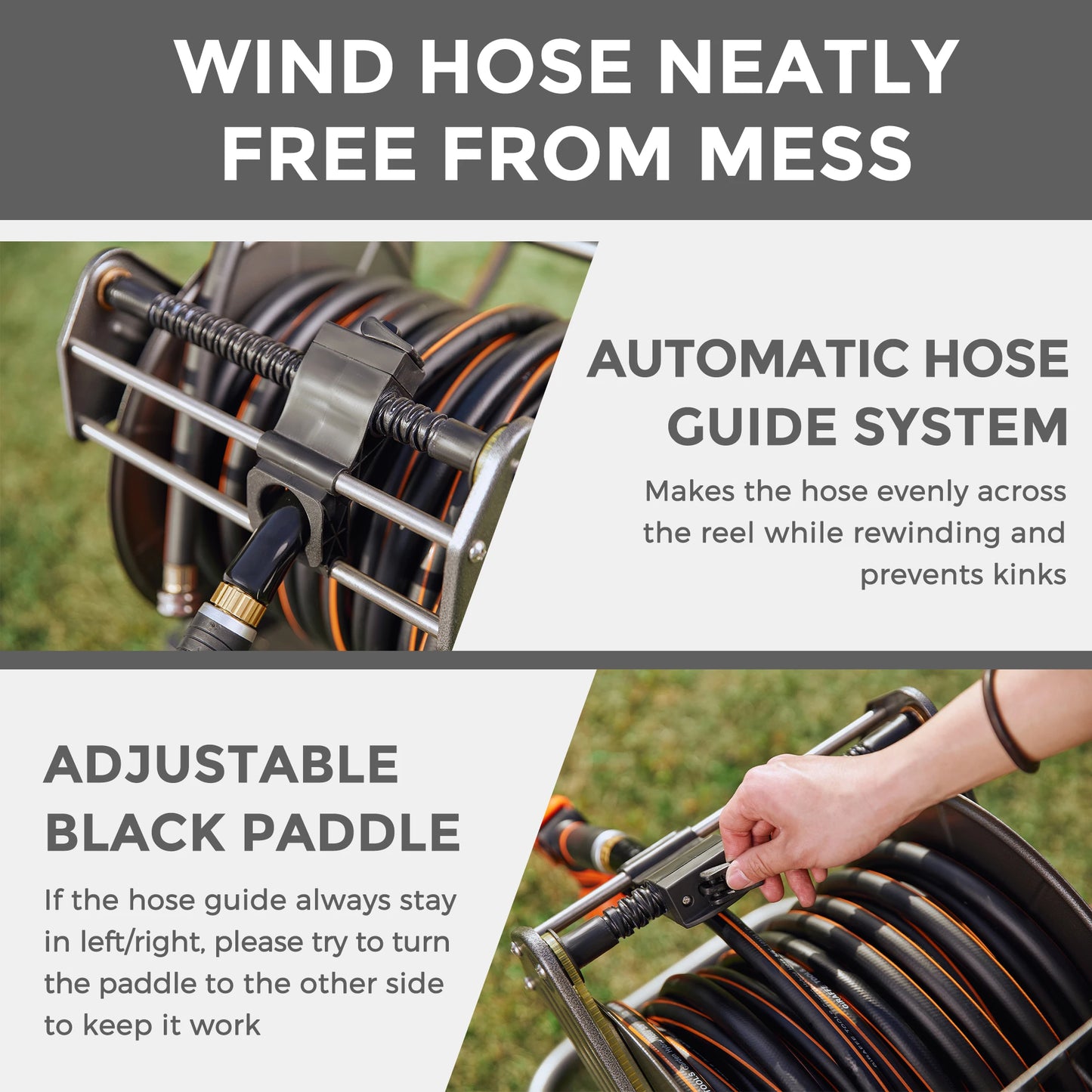Giraffe Tools Garden Hose Reel Cart With Wheels Heavy Duty