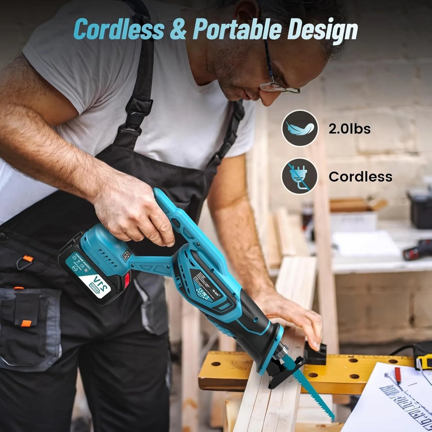 Seesii Cordless Reciprocating Saw Brushless with Batteries and Blades