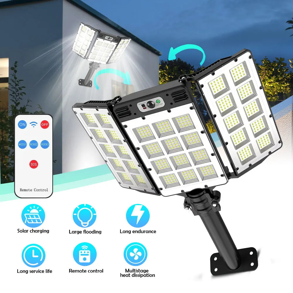 Solar Powered LED Flood Lights Outdoor 800LED Motion Sensor IP66