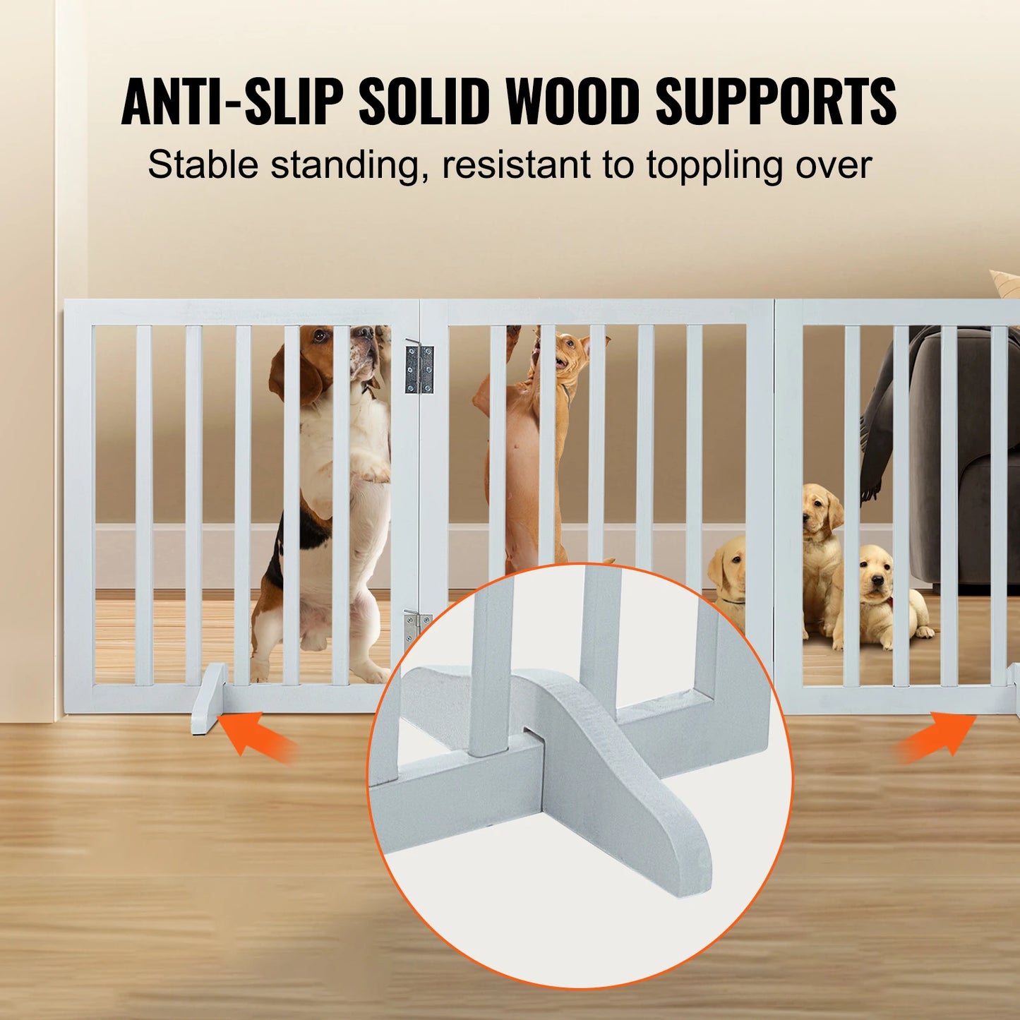 SucceBuy Free Standing Dog Gate With 3 Panels Folding Barrier
