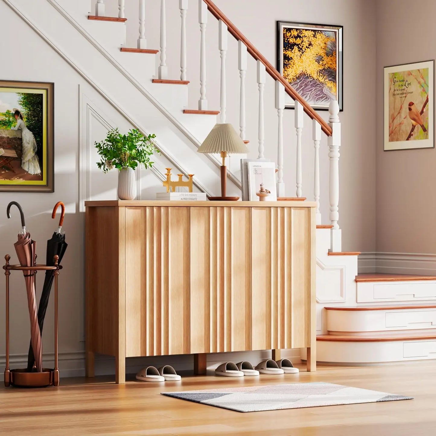 XIAOLANG Shoe Cabinet With 3 Doors And Hidden Storage Entryway