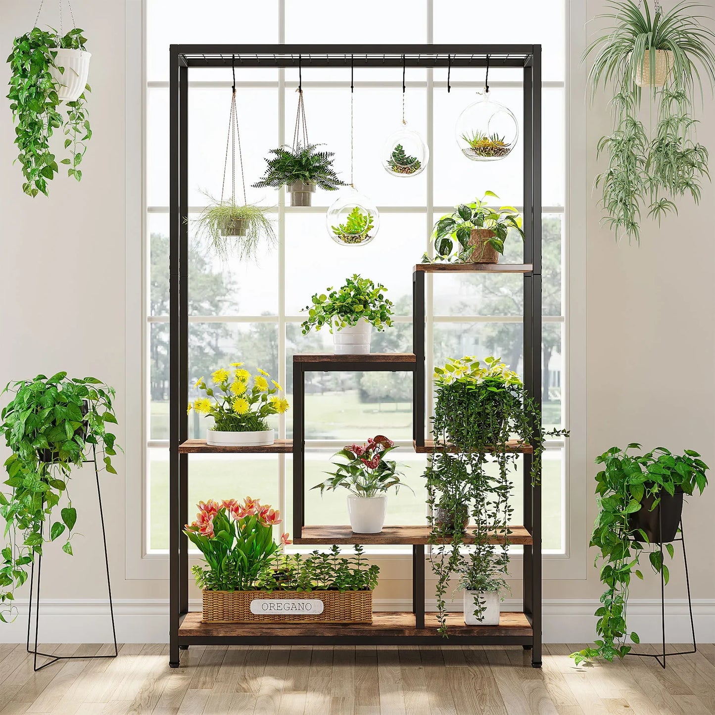 Tribesigns 5-Tier Tall Indoor Plant Stand With Hooks