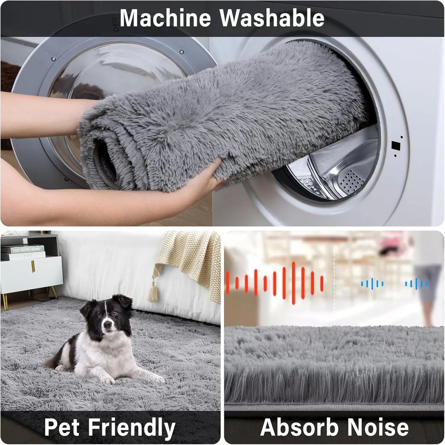 Soft Modern Shag Rug For Living Room Non-Slip Plush Carpet