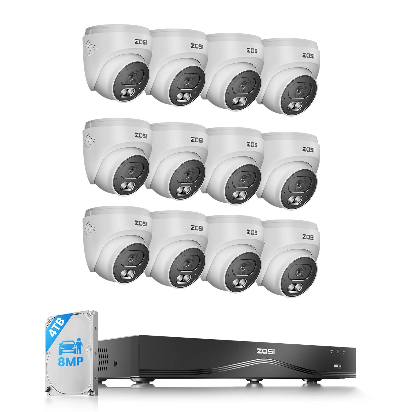ZOSI 16-Channel 4K PoE CCTV System With NVR 4TB HDD