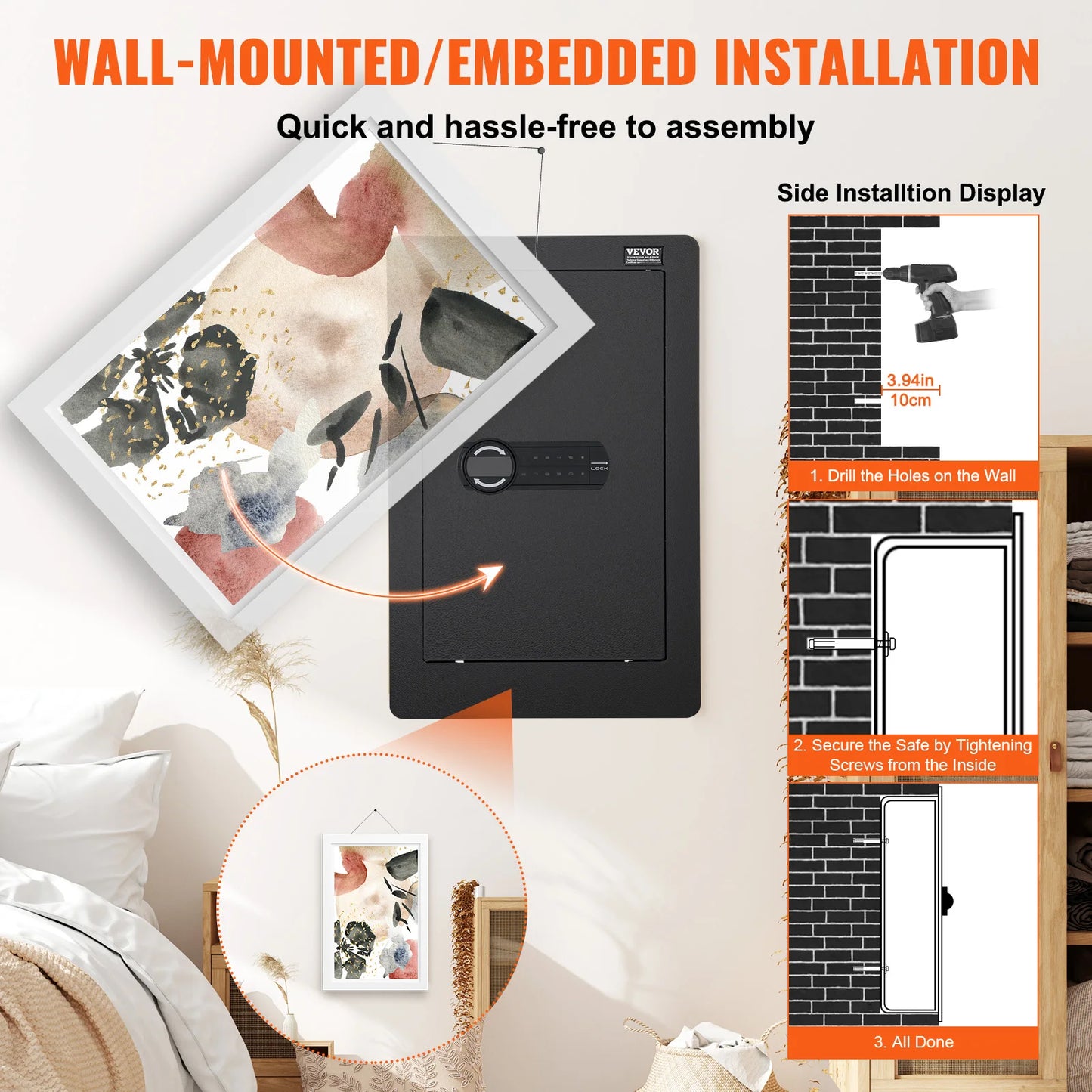 SucceBuy Wall Safe With Keypad Hidden In Wall