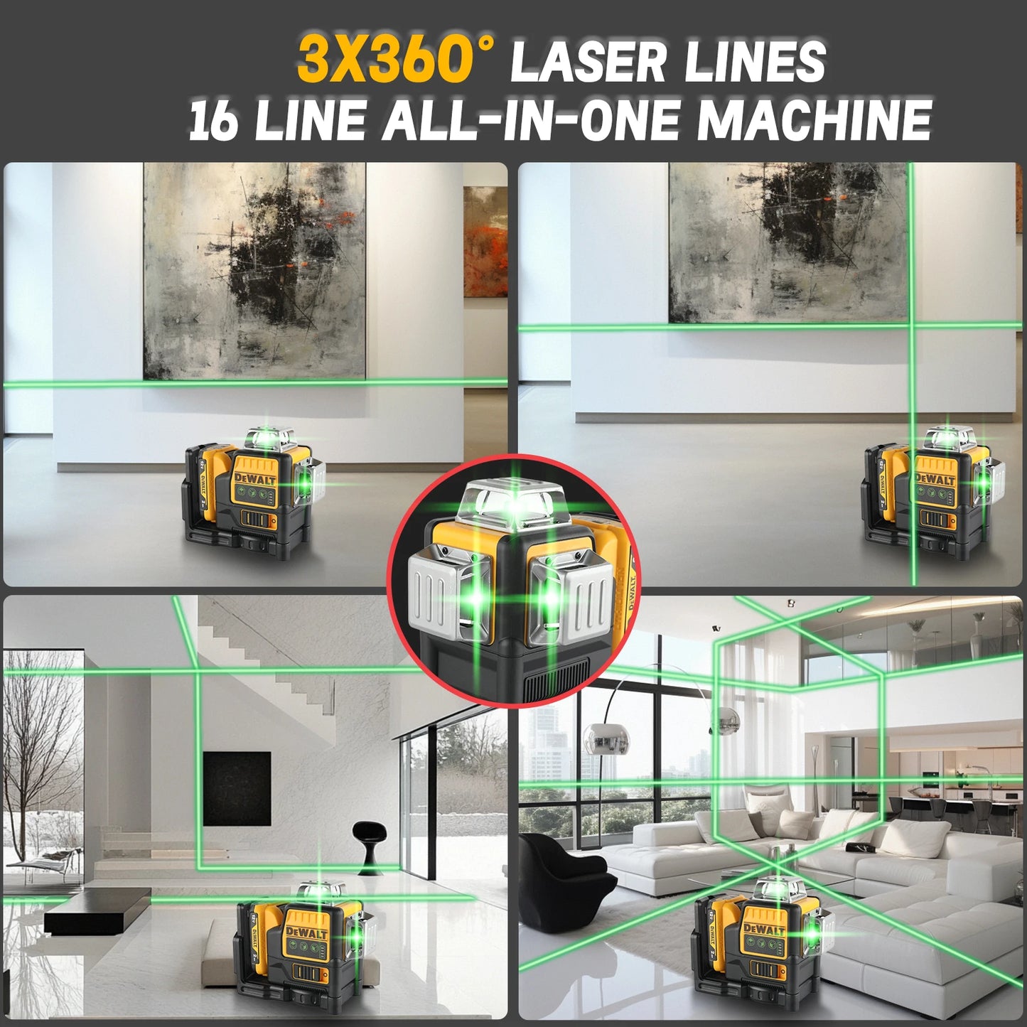 DEWALT DW089LG 12V Green Beam Self Leveling Laser With 12 Lines